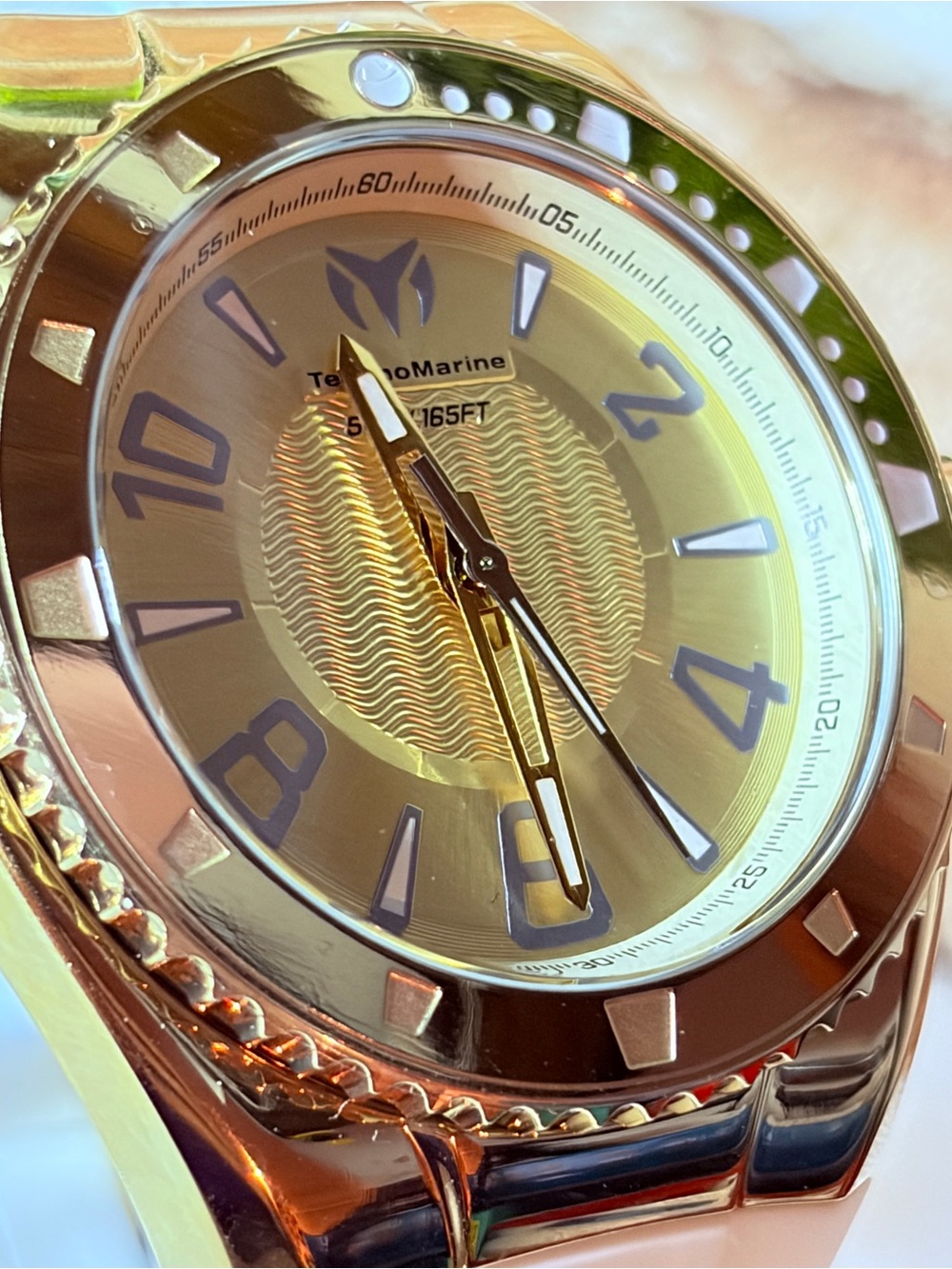 Technomarine Gold Men's Watch with Metallic Dial 44mm w/ Silicone White Band